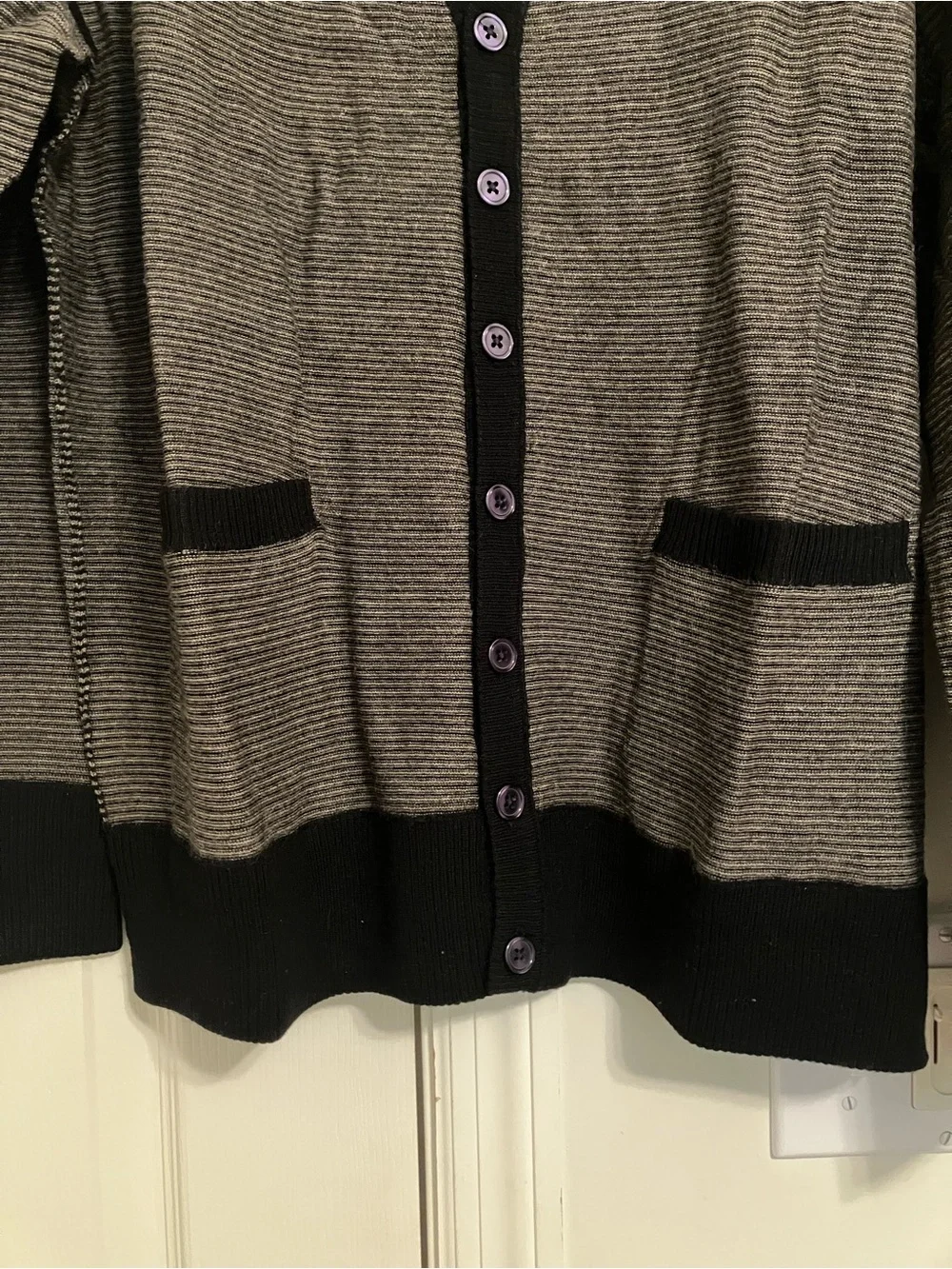 Oliver & James 100% Merino Wool Striped Cardigan with Pockets NEW Size XL